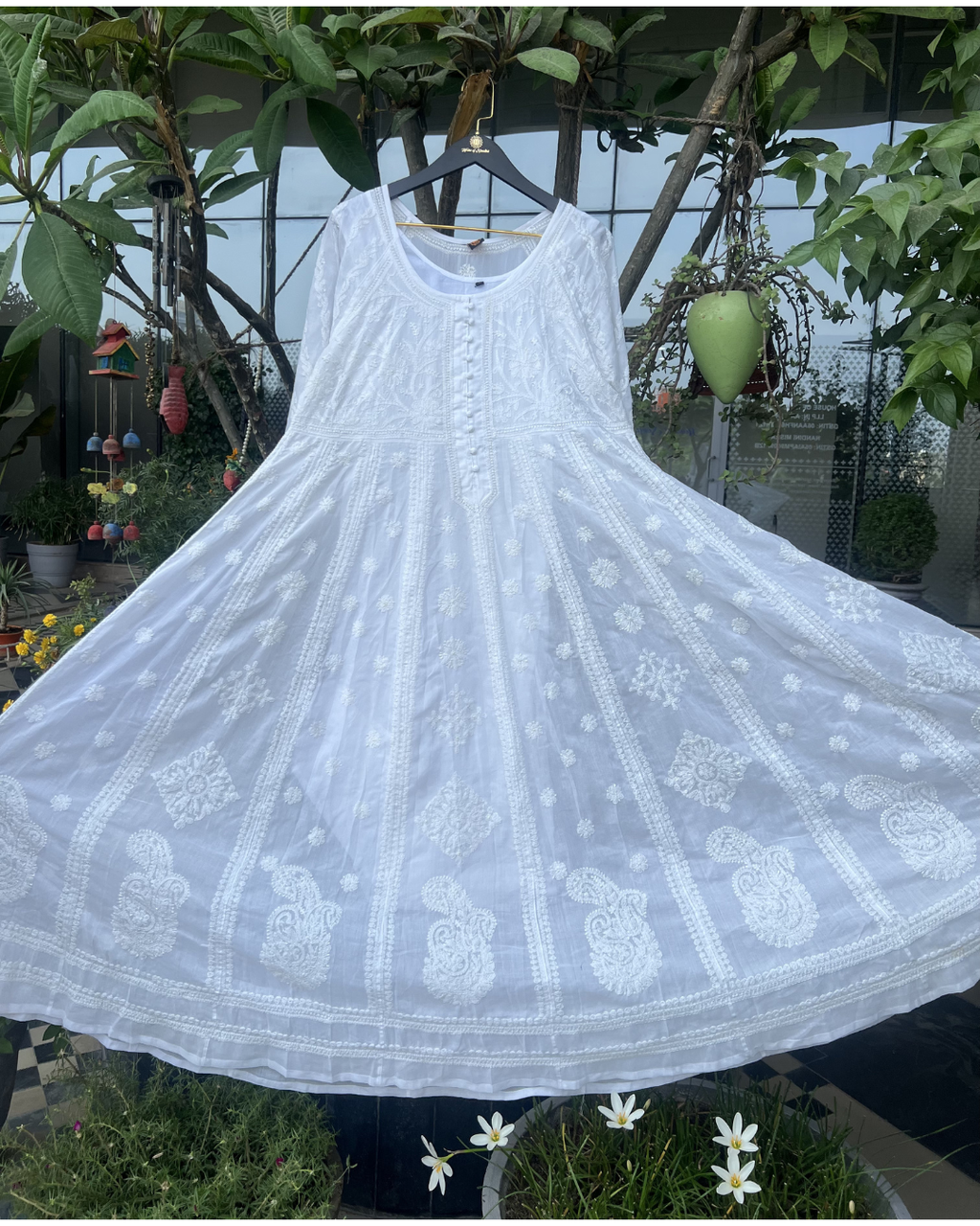 Chikankari Anarkali Kurta | Lucknow Chikankari Gurgaon