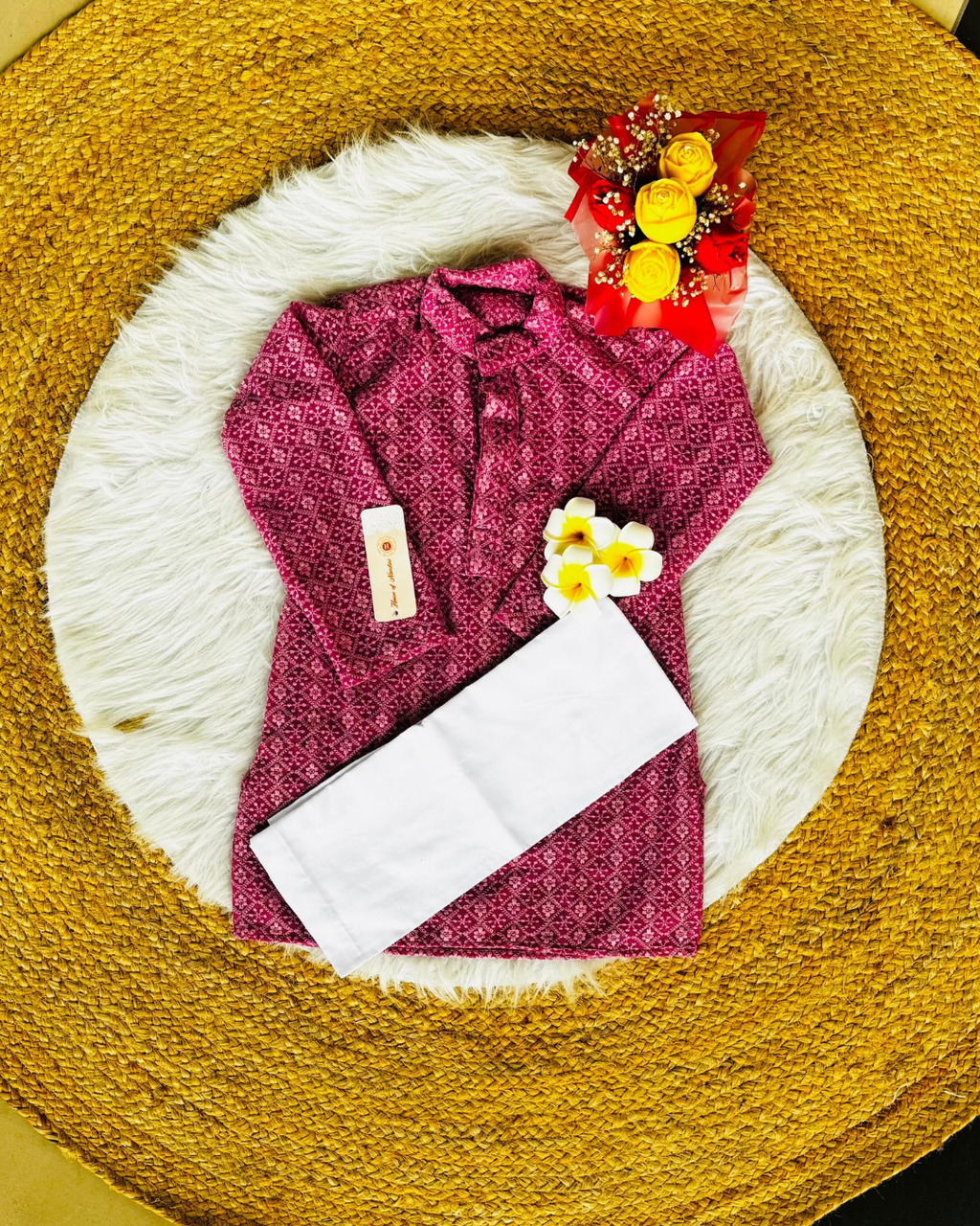 Royal Purple Georgette Chikankari Kurta for Boys ✨
