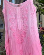 Sleeveless Muslin Chikankari Kurti | Lucknow Chikankari Gurgaon