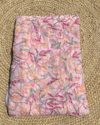 Pink Tepchi Embroidered Chikankari Saree with Multicolor Floral Threadwork | Handcrafted Lucknowi Elegance