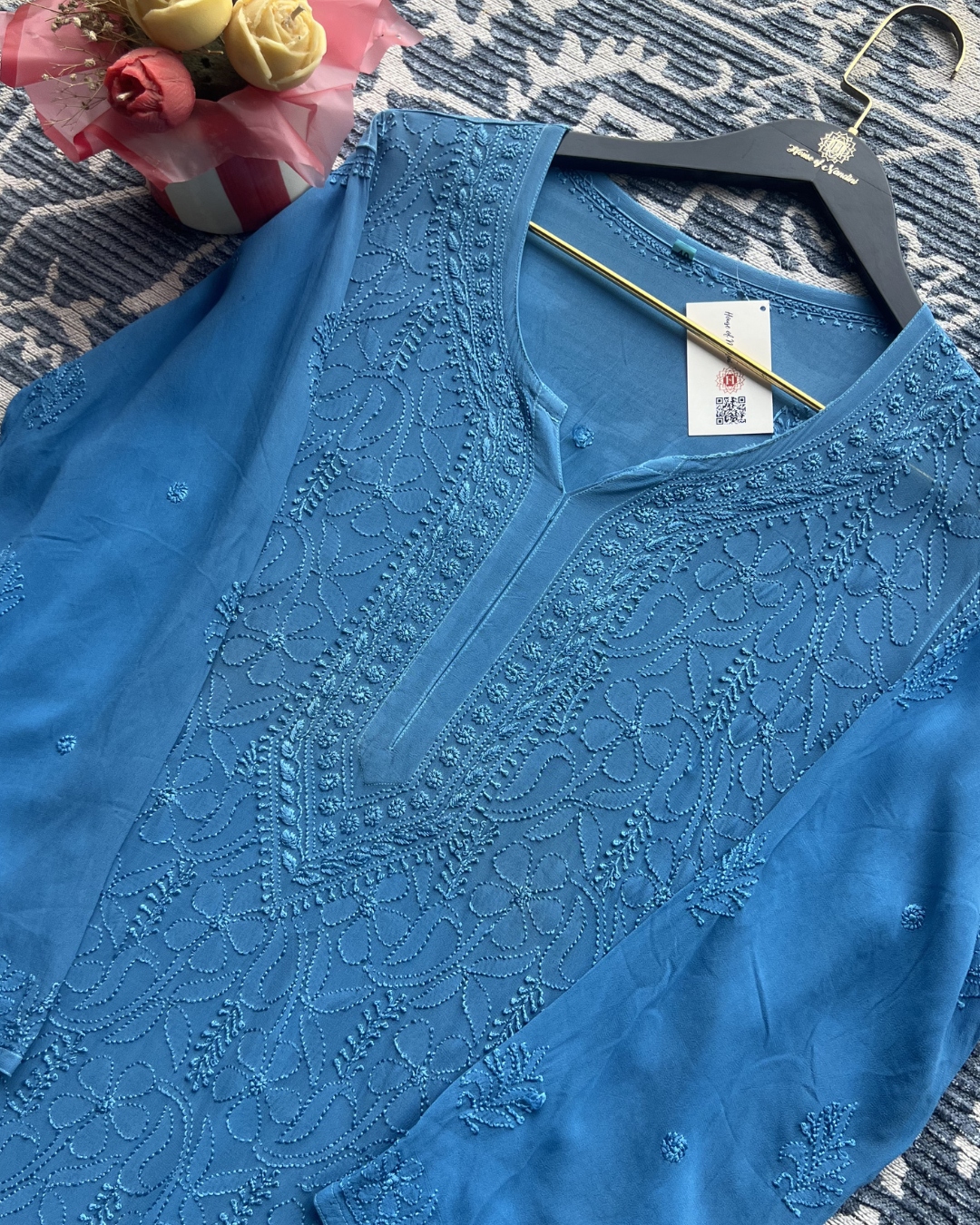Premium Blue Chikankari Kurti | Elegant Embroidery & Timeless Style ✨