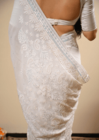 White Georgette Chikankari Saree