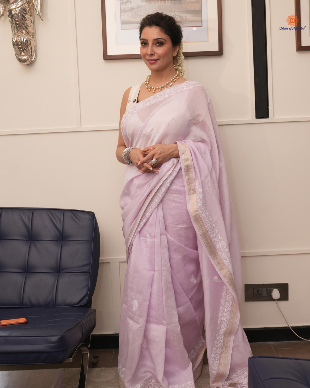 Jai Madan Purple Mauve Chanderi Saree with Blouse – Elegant Weave of Tradition