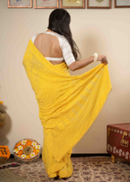 Pure Yellow Georgette saree | Lucknow Chikankari
