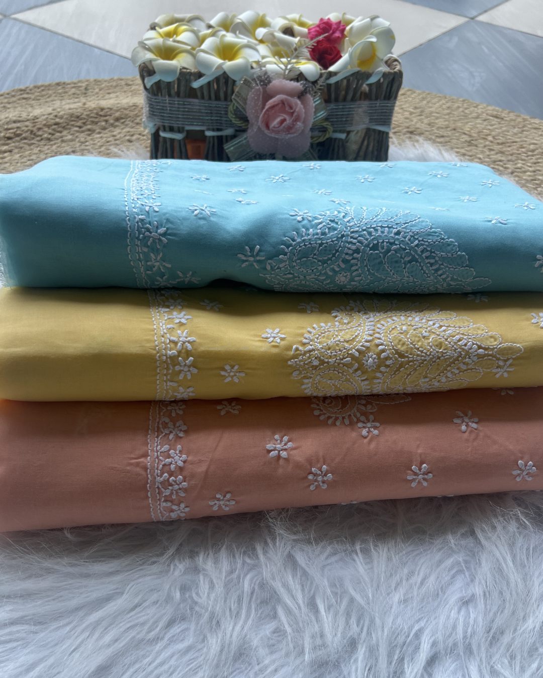 Cotton Chikankari Saree with Blouse | Lucknow Chikankari Gurgaon