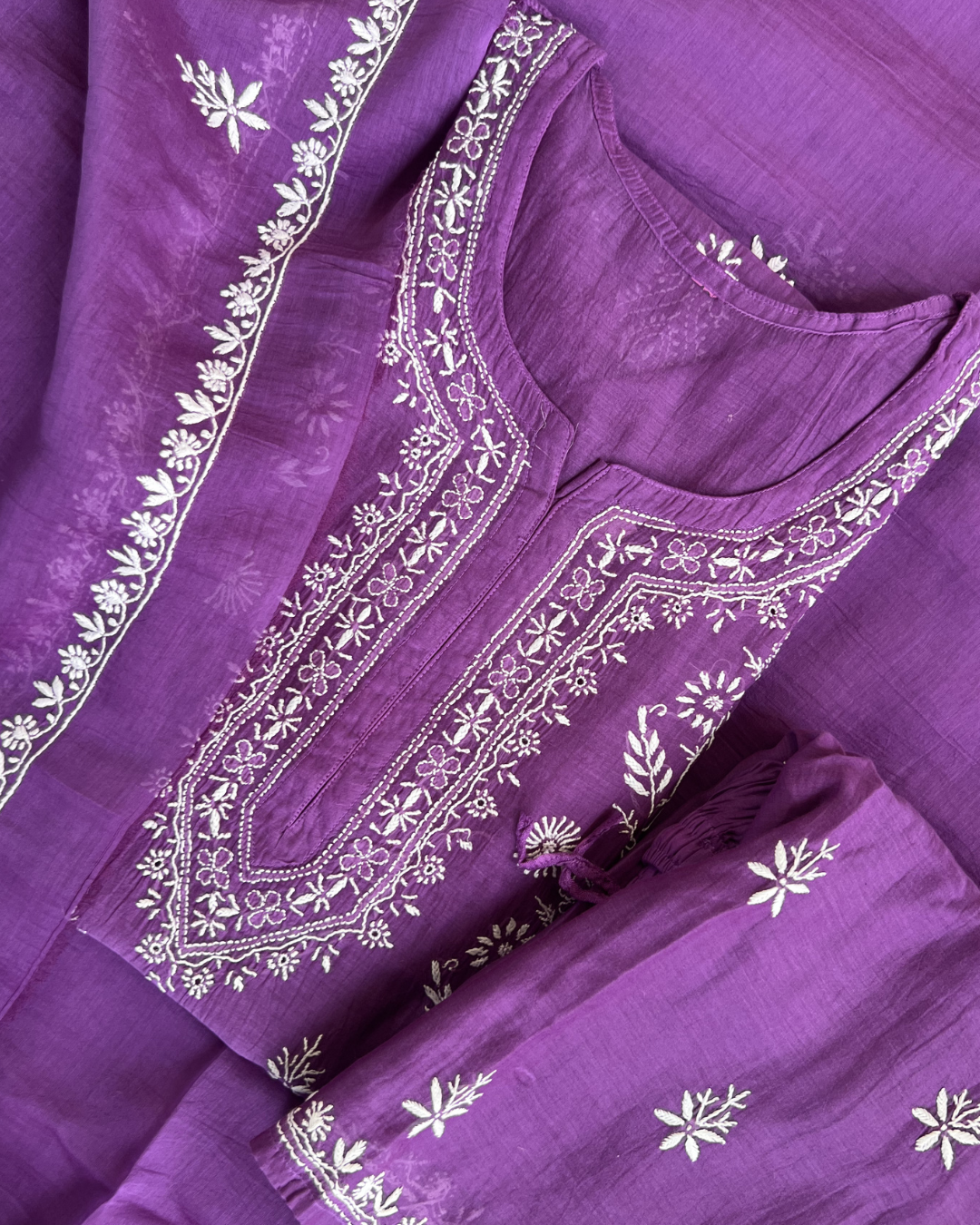 Stitched mul Cotton Chikankari Suit Set | Chikankari Studio Gurgaon