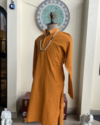 Men’s Brown Chikankari Kurta Size 42 – Hand Embroidered Ethnic Kurta | House of Nandini