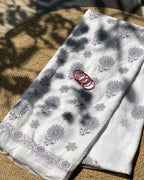 White Purple Chikankari Kota Saree with Blouse | Chikankari Sarees Gurgaon