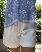 Women's Chikankari Cotton Shorts – Handcrafted Lucknowi Embroidery