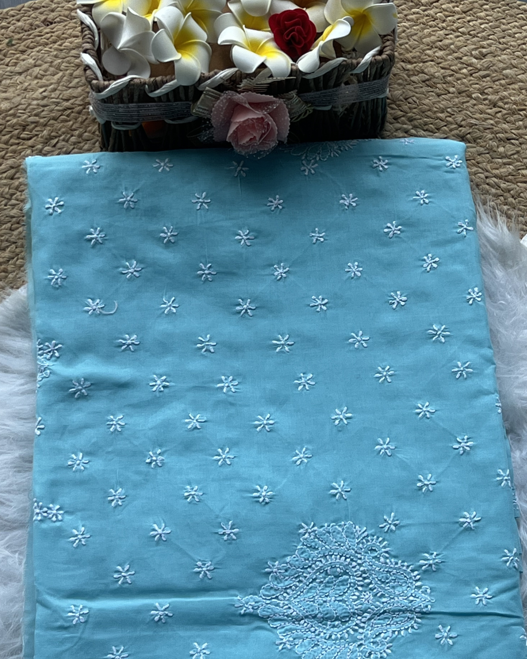 Cotton Chikankari Saree with Blouse | Lucknow Chikankari Gurgaon