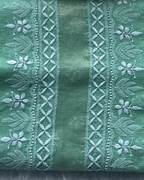 Green Cotton Chikankari Saree with Blouse | Lucknow Chikankari more saree in this