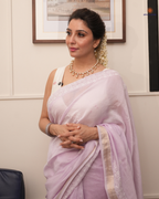 Jai Madan Purple Mauve Chanderi Saree with Blouse – Elegant Weave of Tradition
