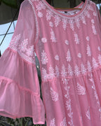 Pink Chikankari Dress | Hand Embroidered Kurta | Chikankari Studio Gurgaon