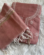 Rose Tissue Unstitched Suit Set | Lucknow Chikankari Gurgaon