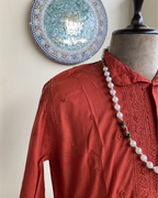 Men’s Orange Chikankari Kurta Size 40 – Tone-on-Tone Hand Embroidered Kurta | House of Nandini