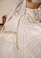 Hand Embroidered White Lehenga Lucknowi Chikankari