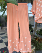 Peach Handcrafted Chikankari Top & Palazzo Set | Size 34 (10–12 Years) | Lucknow Chikankari Gurgaon