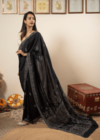 Black Embroidered Chikankari Saree  Lucknowi Chikankari Saree
