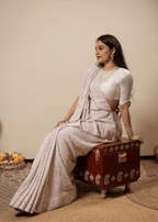 Blush Pink Hand Embroidered Chikankari Saree | Lucknowi Chikankari Saree