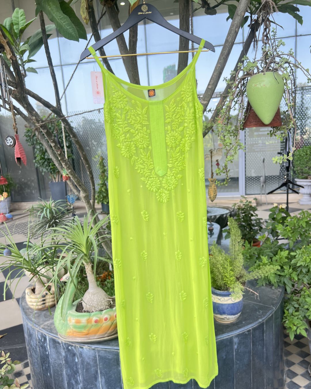 Sleeveless Georgette Chikankari Kurti | Strap Kurti Collection Gurgaon