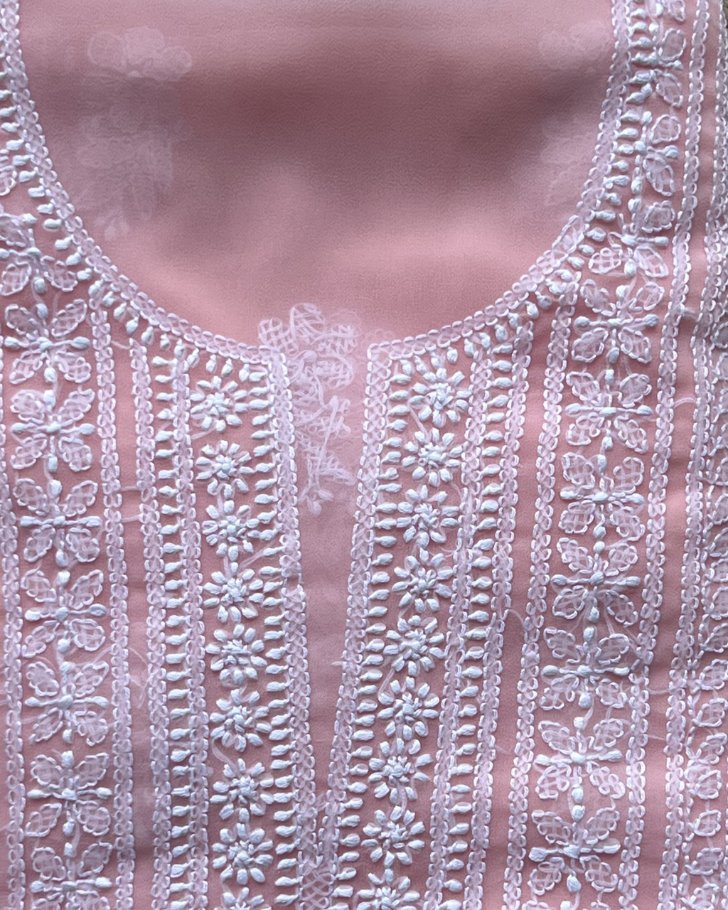 Georgette Chikankari Unstitched Suit  | Lucknow Chikankari Gurgaon