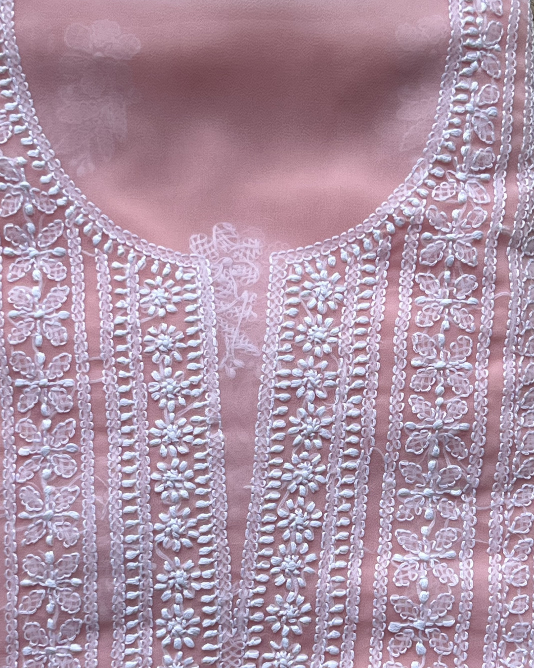 Georgette Chikankari Unstitched Suit  | Lucknow Chikankari Gurgaon