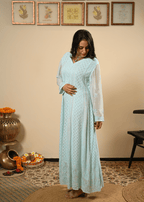 Embroidered Chikankari Anarkali Set with Dupatta | Lucknowi Chikankari