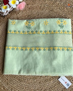 Pink & Green Cotton Chikankari Saree – Handcrafted Lucknowi Elegance