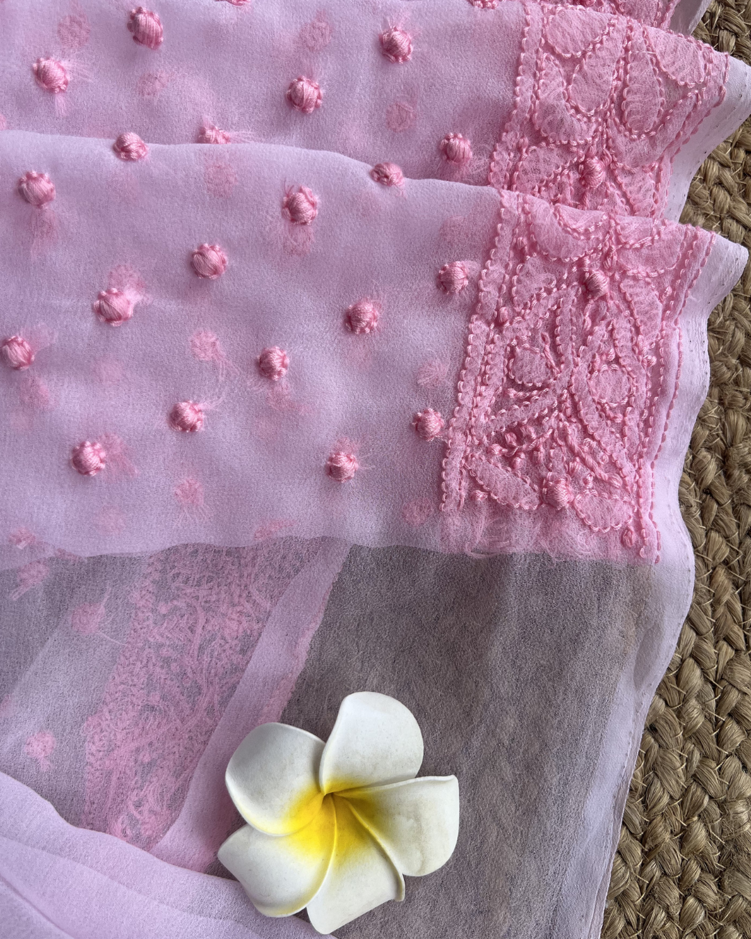 Pink Chikankari Georgette Saree | Hand Embroidered Elegance