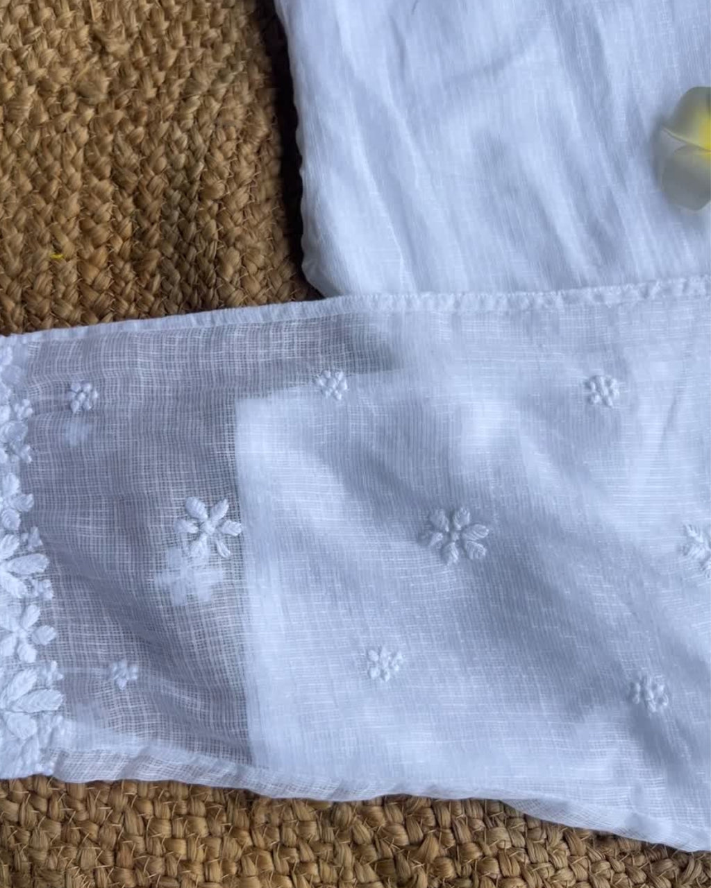 White Kota Chikankari Pants | Hand Embroidered Straight Fit