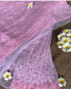 Pink Chikankari Georgette Saree | Hand Embroidered Elegance