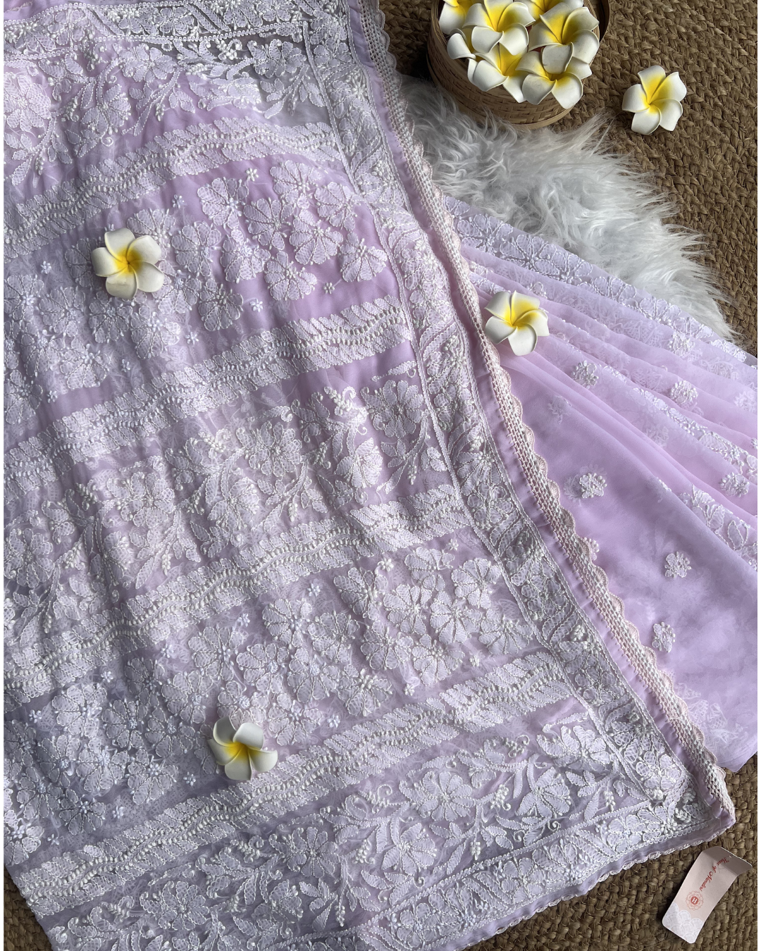 Pure Georgette Chikankari Saree with Blouse | Chikankari Studio Gurgaon