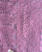 Pink Chikankari Georgette Saree | Hand Embroidered Elegance