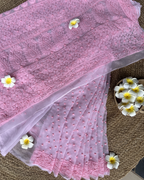 Pink Chikankari Georgette Saree | Hand Embroidered Elegance