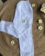 White Kota Chikankari Pants | Hand Embroidered Straight Fit