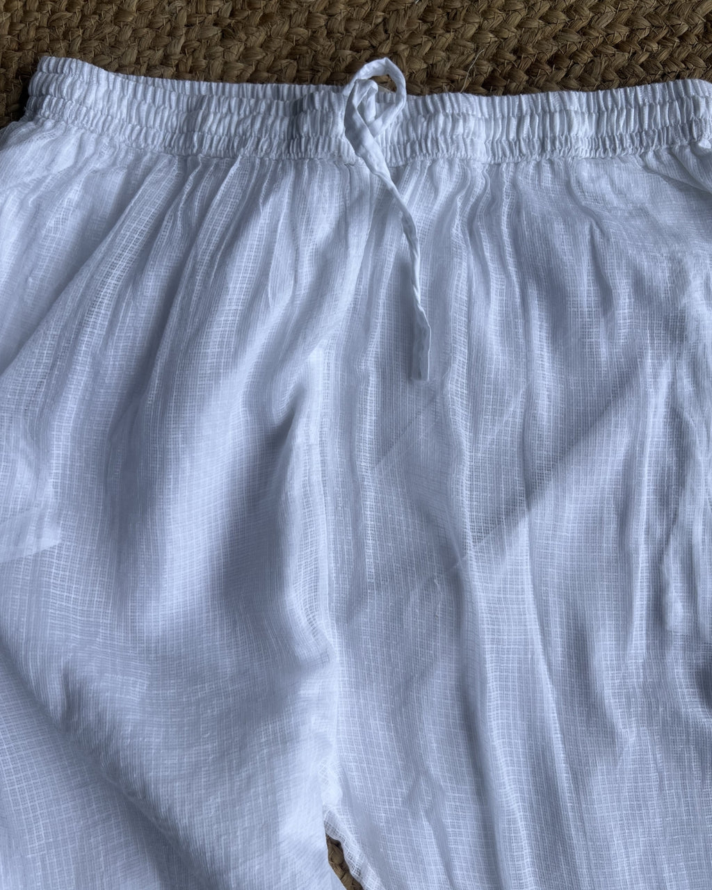 White Kota Chikankari Pants | Hand Embroidered Straight Fit