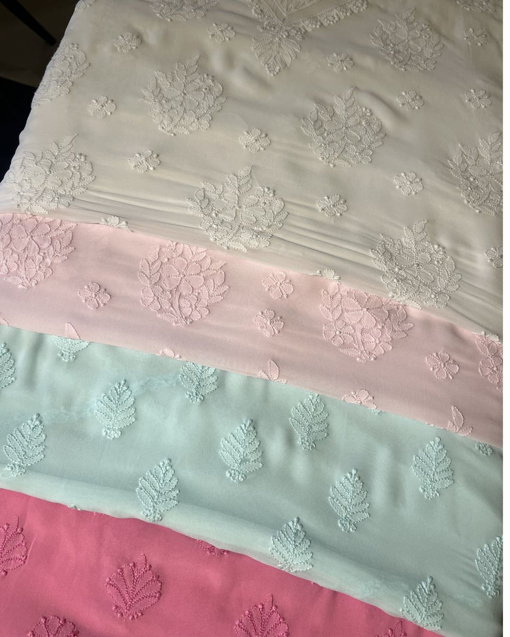 Pastel Cotton Chikankari Unstitched Suit – Handcrafted Lucknowi Embroidery