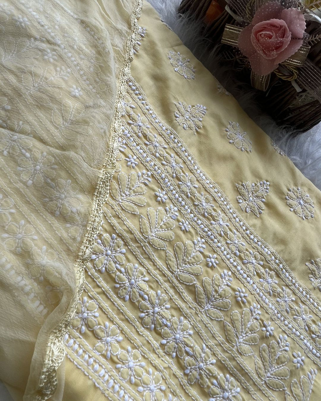 Cotton Chikankari Unstitched Suit | Lucknow Chikankari Gurgaon