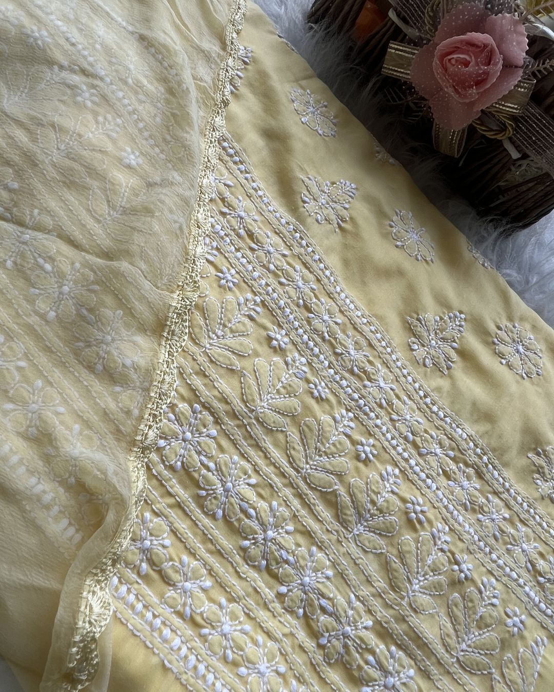 Cotton Chikankari Unstitched Suit | Lucknow Chikankari Gurgaon