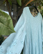 Lilac Ombre Georgette Anarkali | Chikankari Studio Gurgaon.