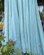 Lilac Ombre Georgette Anarkali | Chikankari Studio Gurgaon.