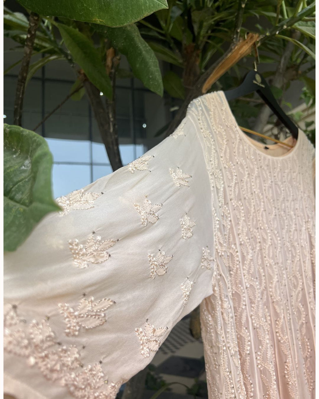 Lilac Ombre Georgette Anarkali | Chikankari Studio Gurgaon.