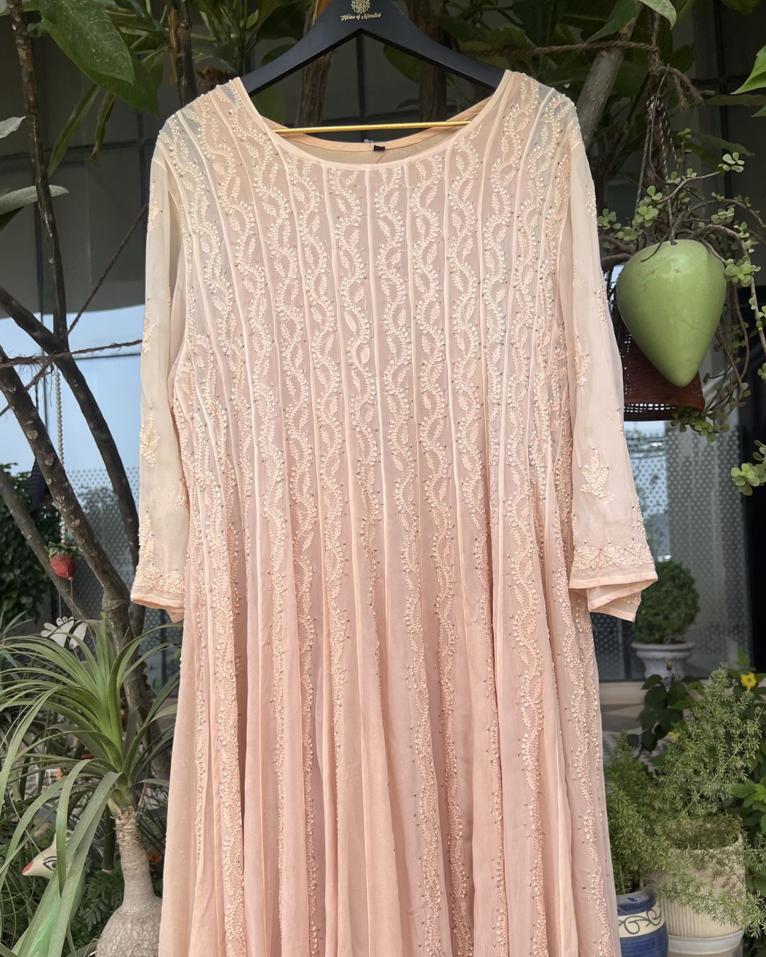 Lilac Ombre Georgette Anarkali | Chikankari Studio Gurgaon.