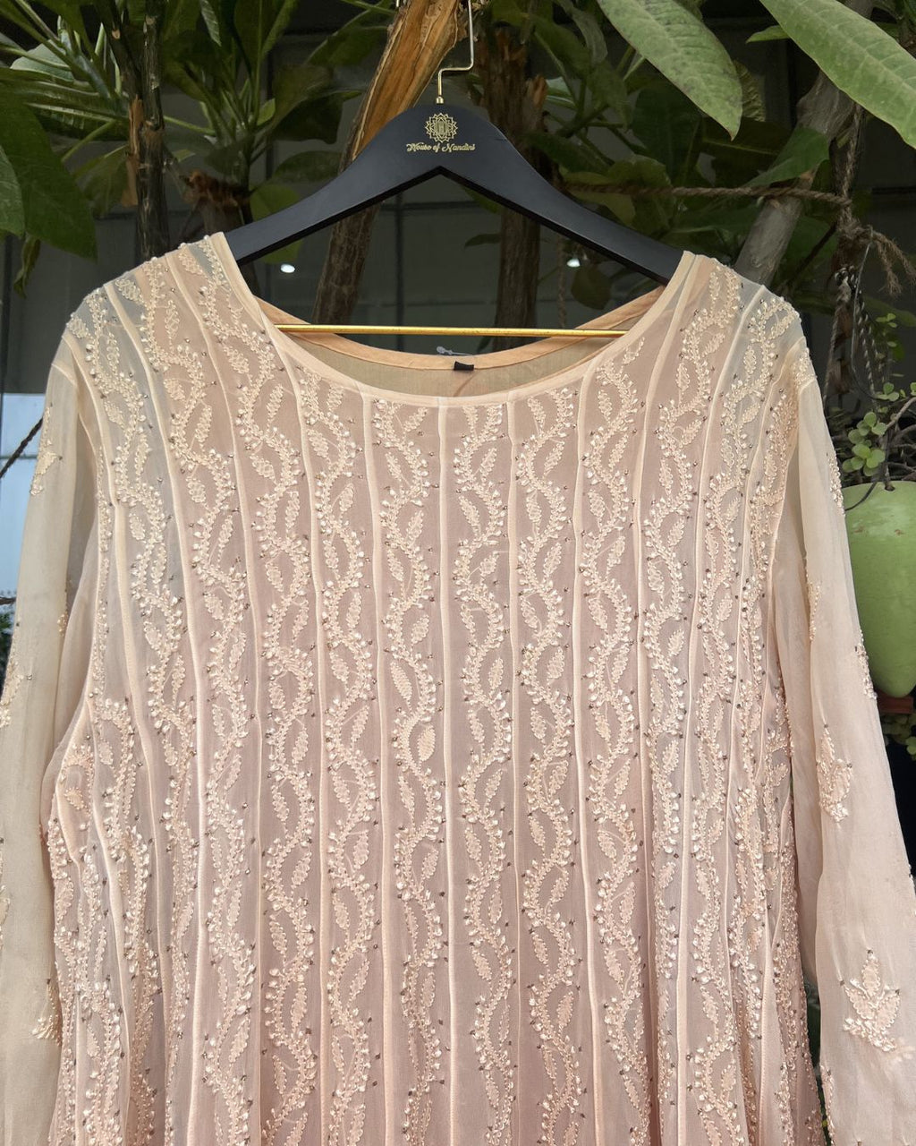 Lilac Ombre Georgette Anarkali | Chikankari Studio Gurgaon.