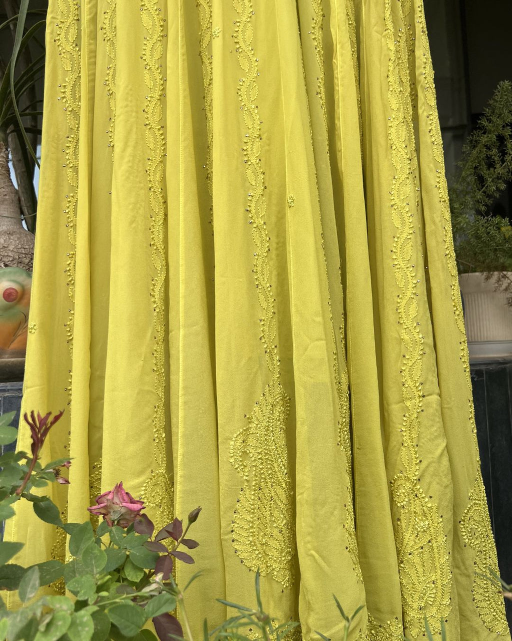 Lilac Ombre Georgette Anarkali | Chikankari Studio Gurgaon.