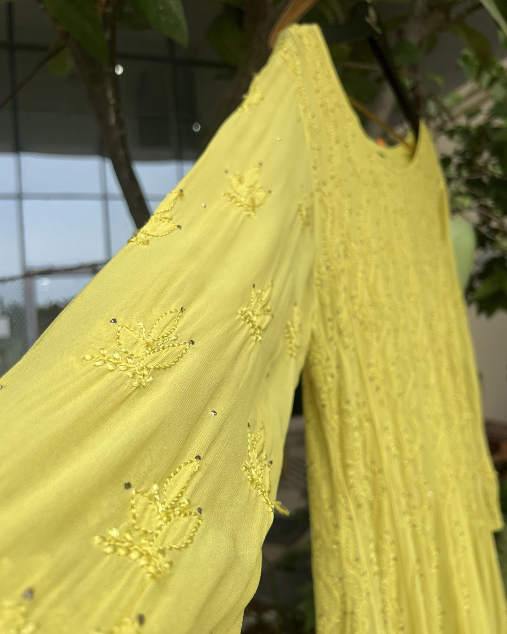 Lilac Ombre Georgette Anarkali | Chikankari Studio Gurgaon.