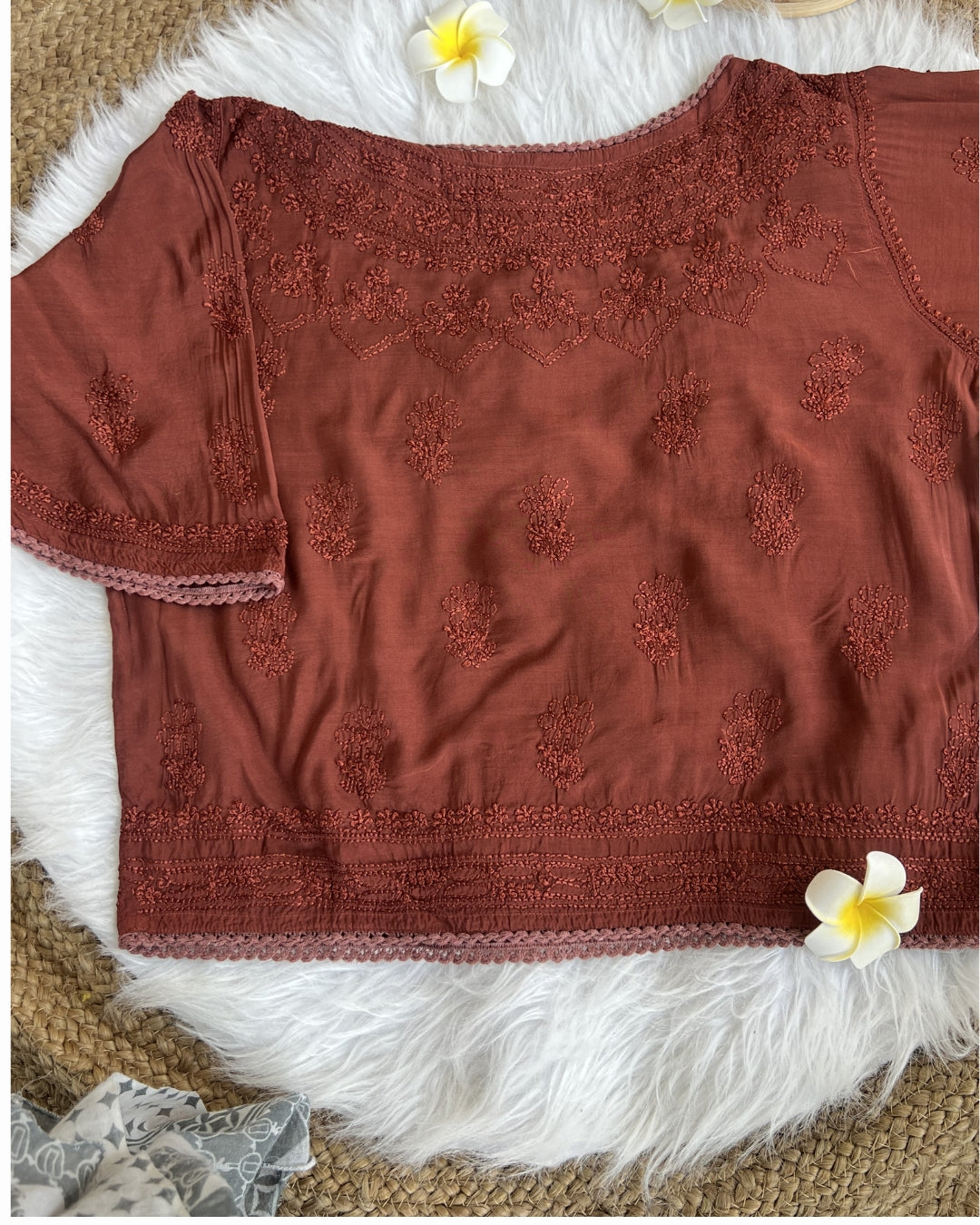 Women's Chikankari Embroidered Short Top