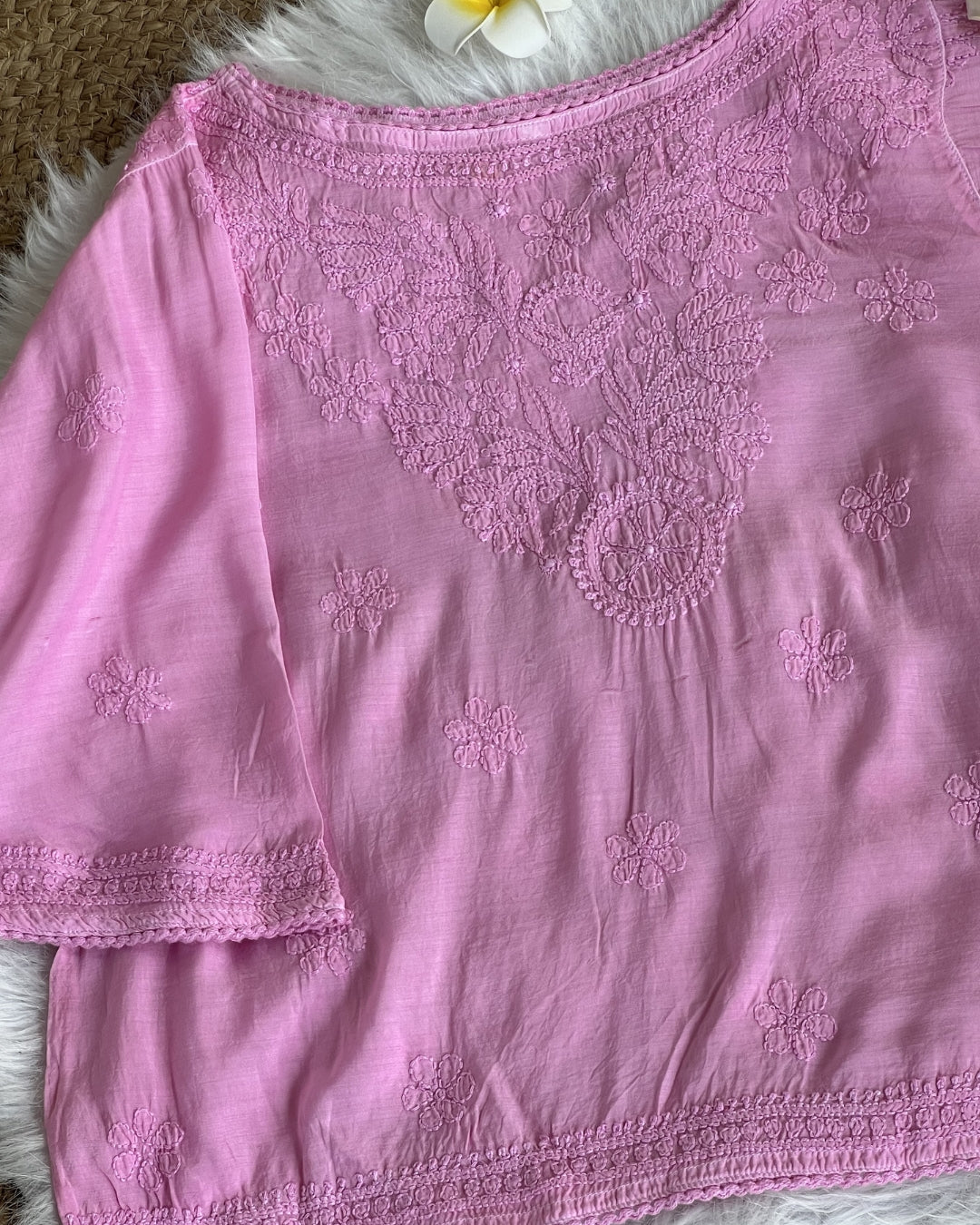 Women's Chikankari Embroidered Short Top