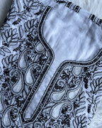 Black & White Chikankari Unstitched Suit Set with Dupatta – Elegant & Timeless Ethnic Wear