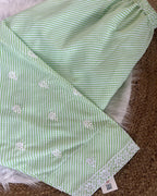 Pink & Green Leheriya Dress with White Stripes | Lucknow Chikankari Gurgaon | Chikankari Studio Gurgaon
